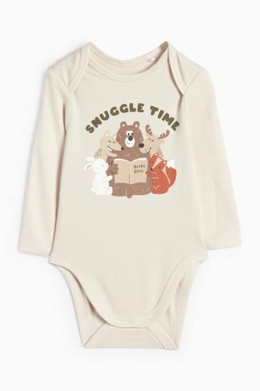 Baby Buben - Waldtiere - Baby-Body - hellbeige