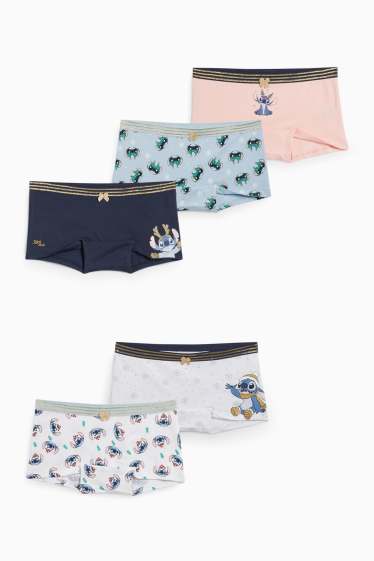 Enfants filles - Lot de 5 - Lilo et Stitch - caleçons - bleu foncé