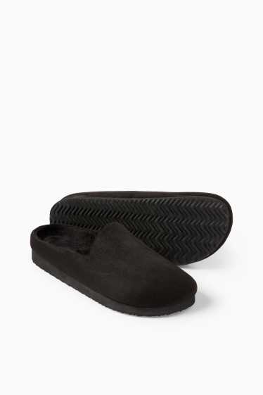 Heren - Pantoffels - imitatiesuède - zwart