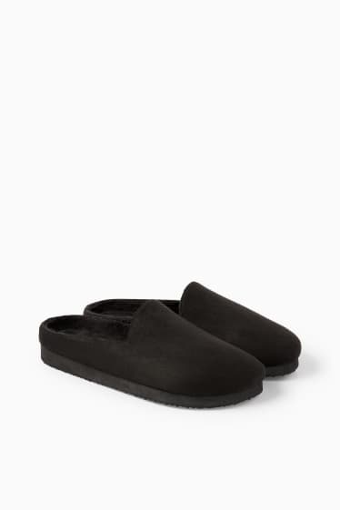 Heren - Pantoffels - imitatiesuède - zwart