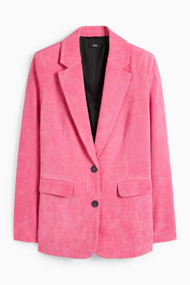 Damen - Cord-Longblazer - Regular Fit - pink