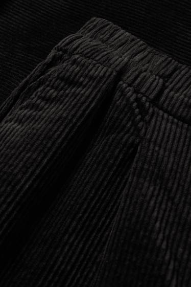 Women - Corduroy trousers - high waist - tapered fit - LYCRA® - black