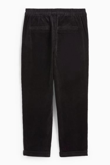 Women - Corduroy trousers - high waist - tapered fit - LYCRA® - black
