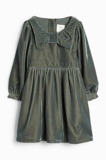 Baby Mädchen - Baby-Samtkleid - festlich - dunkelgrün