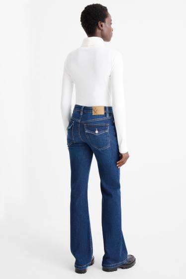 Women - Flared jeans - mid-rise waist - LYCRA® - blue denim