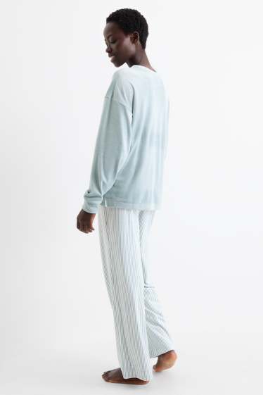 Damen - Winterpyjama - türkis