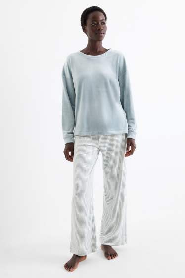 Damen - Winterpyjama - türkis