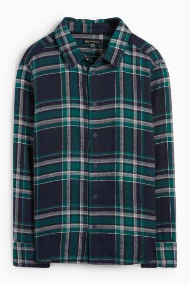 Children Boys - Flannel shirt - check - dark green