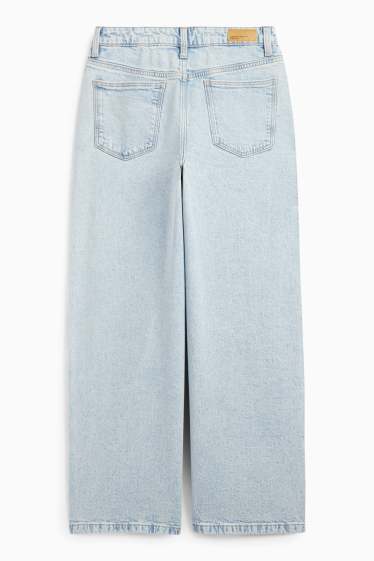 Kinder Mädchen - Wide Leg Jeans mit Strasssteinen - helljeansblau