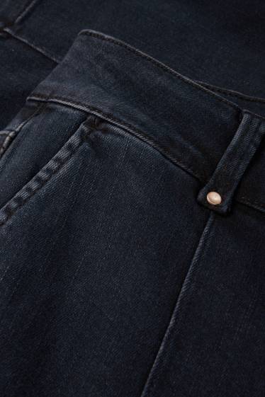 Women - Wide leg jeans - high waist - denim-dark blue