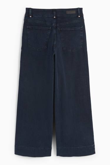 Women - Wide leg jeans - high waist - denim-dark blue