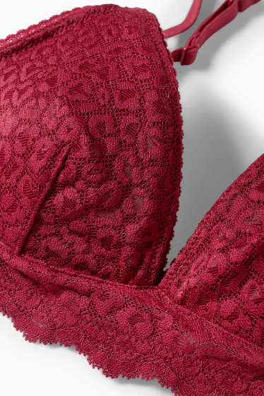Women - Non-wired bra - padded - dark red