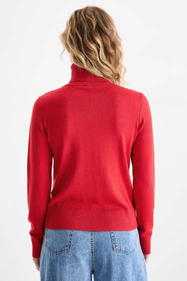 Women - Turtleneck jumper - red