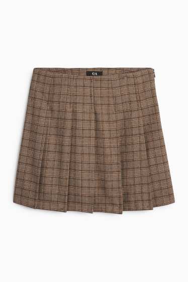 Femmes - Jupe-short - à carreaux - marron clair