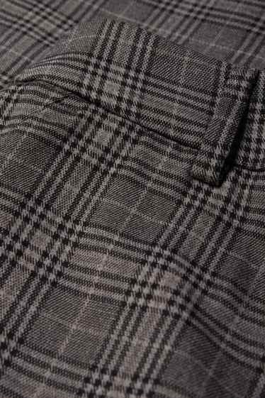 Dames - Pantalon - mid waist - wide leg - geruit - donkergrijs