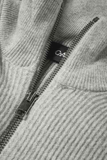 Men - Jumper - ribbed - gray