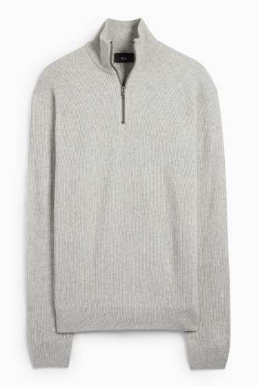 Men - Jumper - ribbed - gray