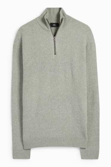 Men - Jumper - ribbed - light gray