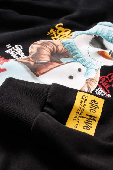 Enfants garçons - Bonhomme de neige - sweat de Noël - noir