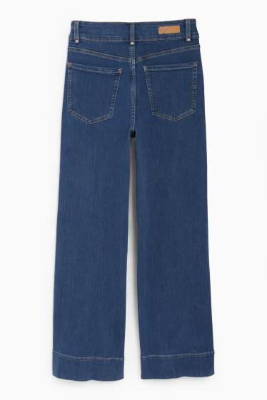 Women - Wide leg jeans - high waist - blue denim