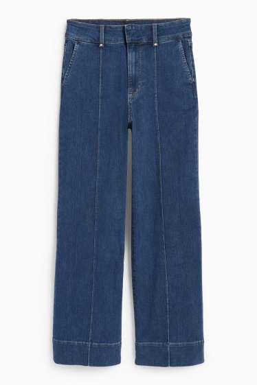 Women - Wide leg jeans - high waist - blue denim