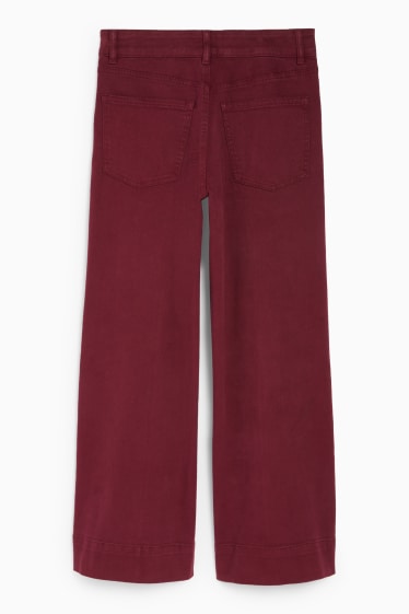 Femei - Pantaloni de stofă - talie înaltă - wide leg - bordo
