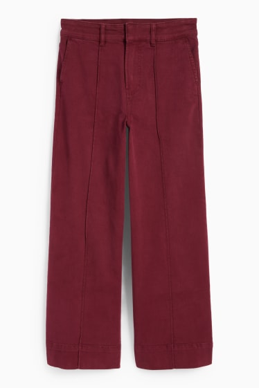 Femei - Pantaloni de stofă - talie înaltă - wide leg - bordo