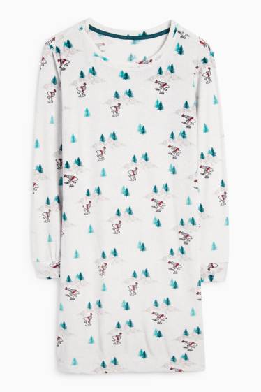 Femei - Cămașă de noapte - Snoopy - gri deschis melanj