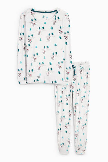 Damen - Winterpyjama - Snoopy - hellgrau-melange
