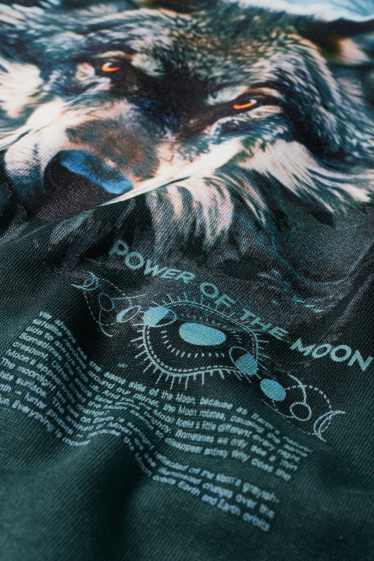 Kinder Buben - Wolf - Hoodie - dunkelgrün