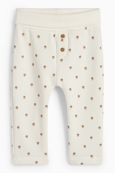 Unisex - Eichel - Baby-Jogginghose - plüschgefüttert - cremeweiß