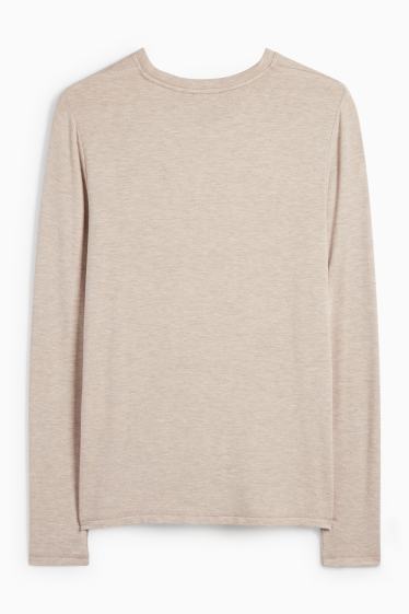 Women - Long sleeve top - slim fit - taupe