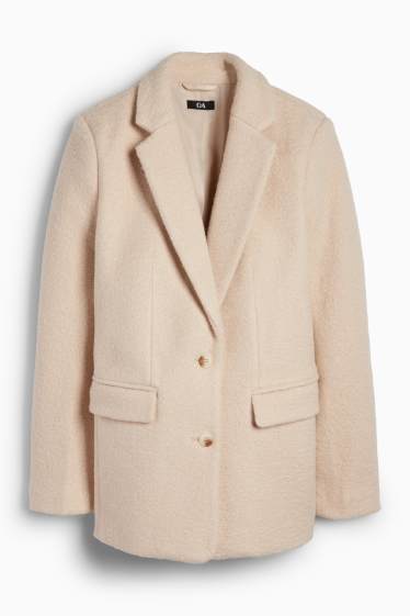 Women - Long blazer - relaxed fit - light beige