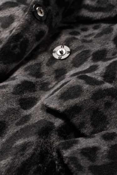 Women - Coat - leopard print - dark gray