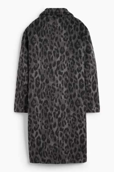 Women - Coat - leopard print - dark gray