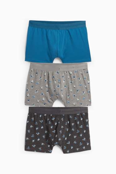Heren - Set van 3 - trunks - blauw / grijs