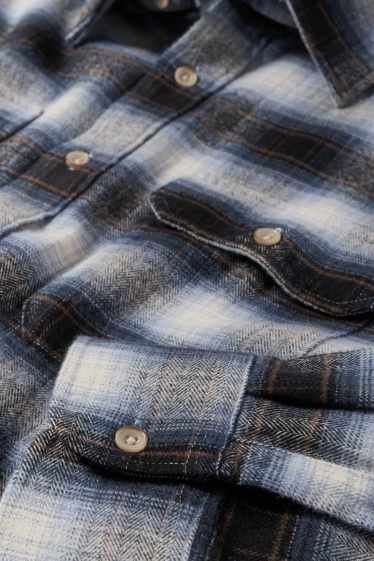 Herren - Flanellhemd - Regular Fit - Kent - kariert - braun / blau