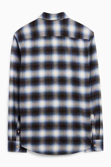 Herren - Flanellhemd - Regular Fit - Kent - kariert - braun / blau