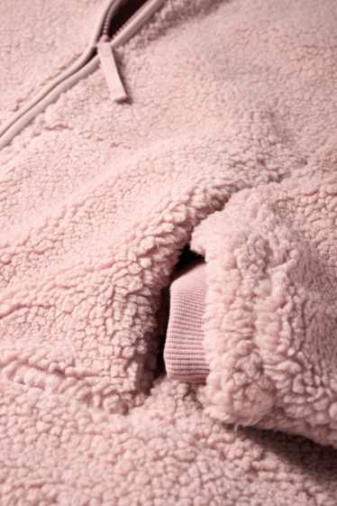 Women - Teddy fur zip-through sweatshirt - pink