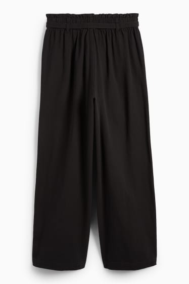 Femei - Pantaloni de stofă - talie înaltă - barrel leg - negru