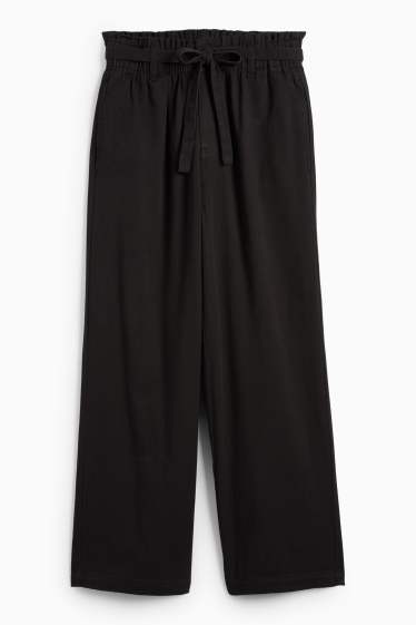 Femei - Pantaloni de stofă - talie înaltă - barrel leg - negru
