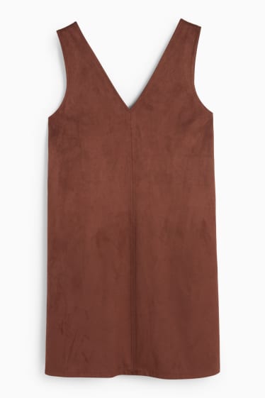 Femei - Rochie - straight fit - imitație de piele întoarsă - maro