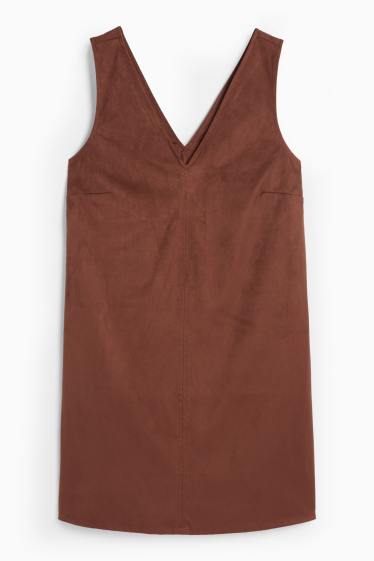 Femei - Rochie - straight fit - imitație de piele întoarsă - maro