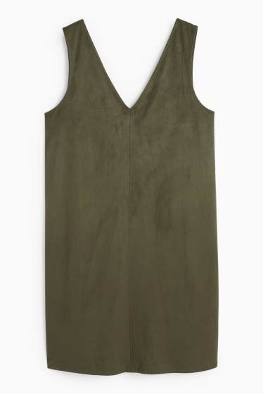 Femmes - Robe - straight fit - faux suède - vert foncé