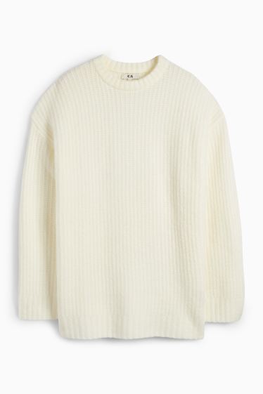 Femmes - Pull - finition côtelée - blanc crème