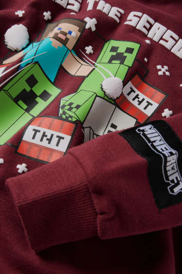 Kinder Buben - Minecraft - Weihnachts-Sweatshirt - bordeaux