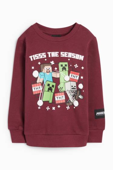 Kinder Buben - Minecraft - Weihnachts-Sweatshirt - bordeaux