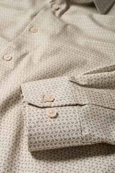 Men - Business shirt - slim fit - kent collar - patterned - beige