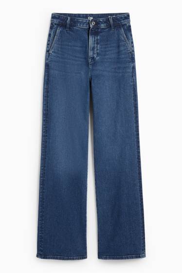 Femei - Wide leg jeans - talie înaltă - LYCRA® - denim-albastru