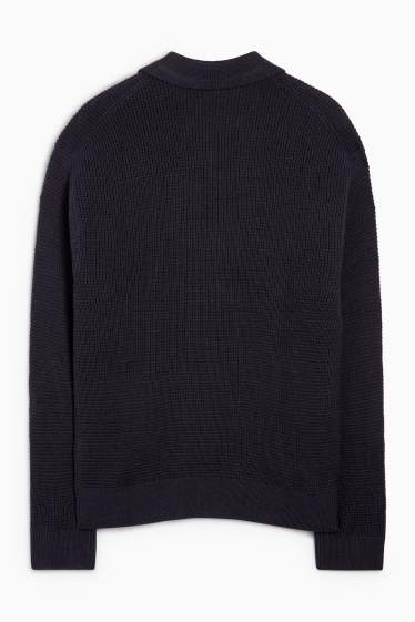 Men - Jumper - textured - dark blue